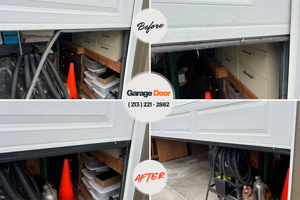 Before and after: garage door repair Rosanky, TX